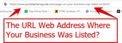 page url your business was listed on